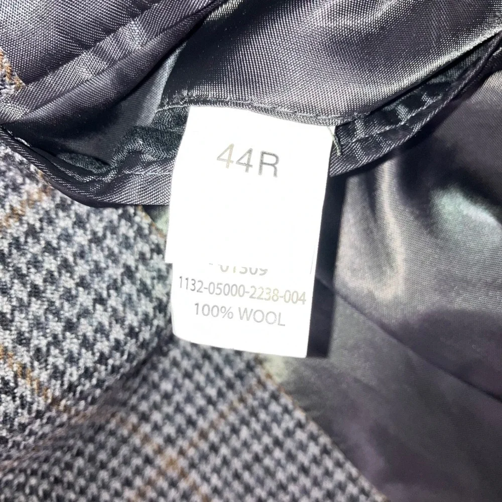 Jos A Bank Blazer Sports Coat Men 44 R Wool Tweed Houndstooth 2‎ Button Gray